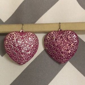 Pink heart earrings